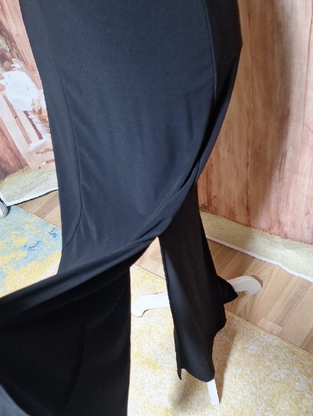 Black Feather Trim Prom Formal Gown - Picture 6 of 8